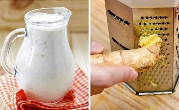 Kefir ve rendelenmiş zencefilden kokteyl yapmak